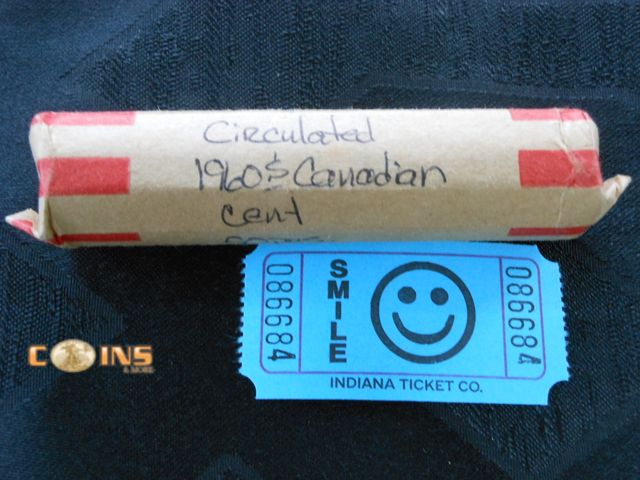 Lot 36-086684 - Roll of 1960's Canadian Cents.