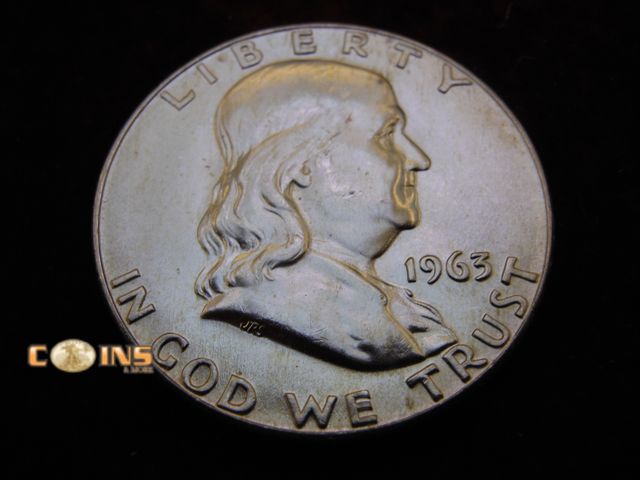 Lot 36-486507 - 1963-D Silver Franklin Half Dollar. Bell Lines Visible.