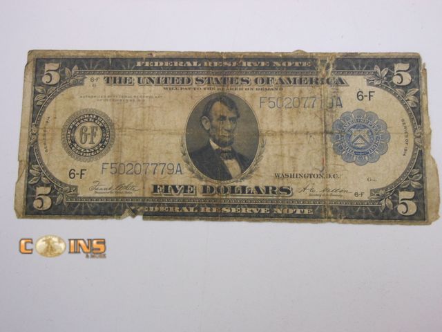 Lot 36-486611 - 1914 $5 Large Federal Reserve Note.