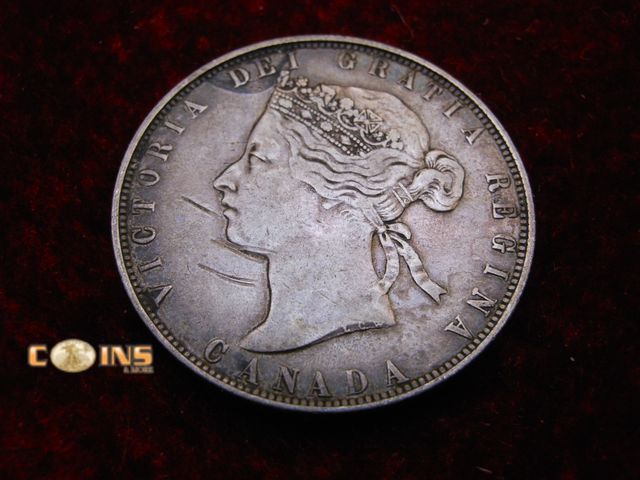 Lot 36-487853 - KEY DATE Better Condition 1870 Canada 50 Cents - LCW - World Silver - Key Date - Great Details.