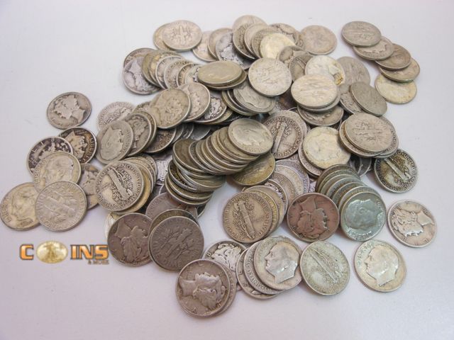 Lot 36-4864461 - Lot of Ten Silver Roosevelt and Mercury Dimes Pulled Randomly From Coins Pictured.