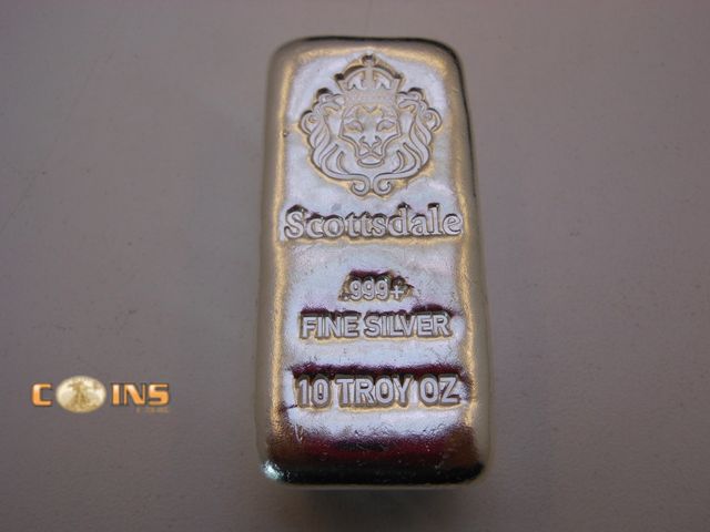 Lot 36-486242 - .999 Fine Silver TEN Troy Ounce Scottsdale Loaf Bar, Pure Silver Bar.