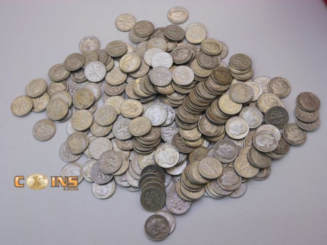 Lot 36-4891331 - Lot of Ten Silver Roosevelt Dimes Pulled Randomly From Coins Pictured.