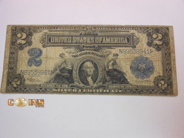 Lot 36-487984 - Hard to Find 1899 $2 Silver Certificate Mini Porthole Note.