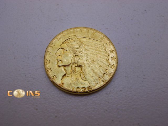 Lot 36-487359 - AU/BU 1925-D Gold Indian Quarter Eagle $2.50 Gold Piece.