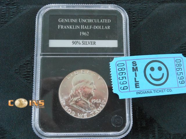 Lot 36-086599 - UNC/BU 1962 Silver Franklin Half Dollar, Slabbed.