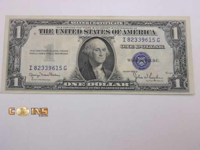 Lot 36-487771 - Better Condition Near Crisp 1935-D Blue Seal Silver Certificate.
