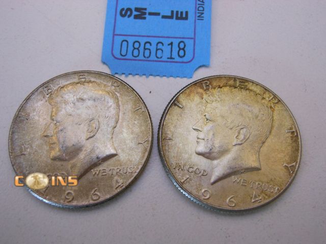 Lot 36-086618 - Lot of Two 1964 Silver Kennedy Half Dollars.