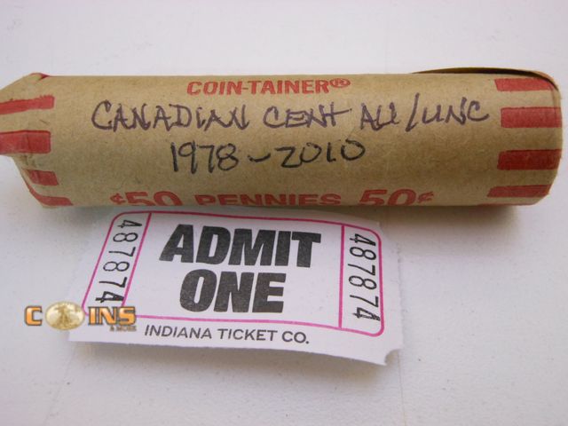 Lot 36-487874 - Roll of AU+1978-2010 Canadian Cents.