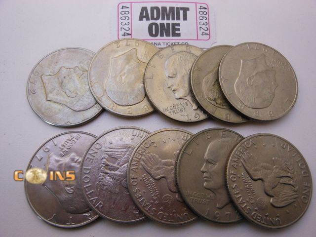 Lot 36-486324 - Lot of Ten Assorted Eisenhower Dollars.