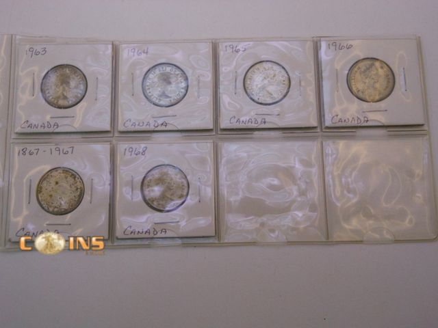 Lot 36-486633 - Lot of Six Silver Canadian Quarters, Carded.