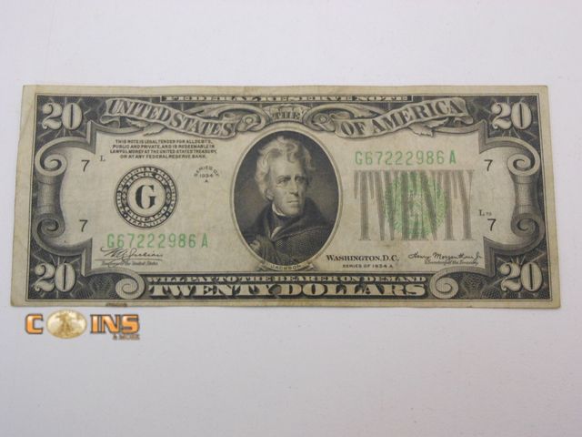 Lot 36-486279 - 1934A $20 Federal Reserve Note.