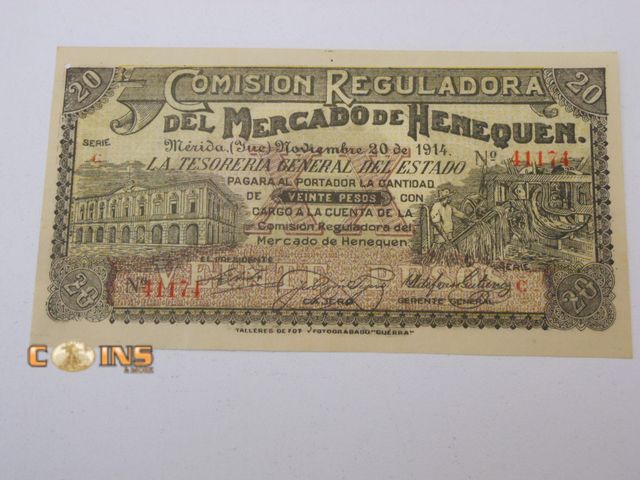 Lot 36-488390 - Better 1914 Mexico Rev / Comision Reguladora 1914 20 Pesos.