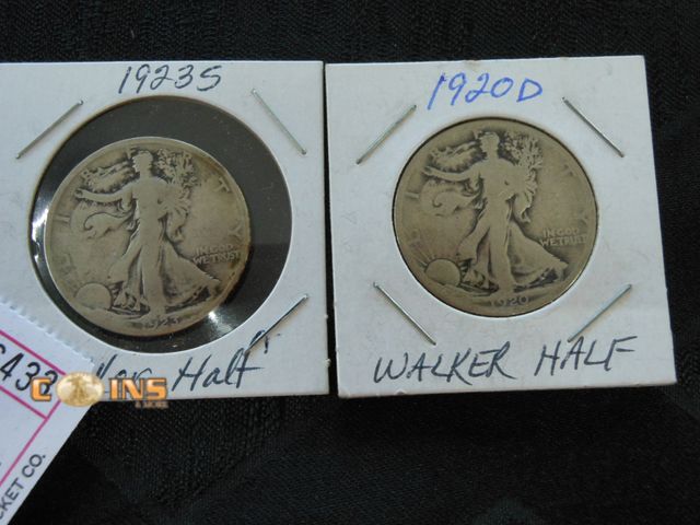 Lot 36-486433 - 1923-S and 1920-D Silver Walking Liberty Half Dollars.