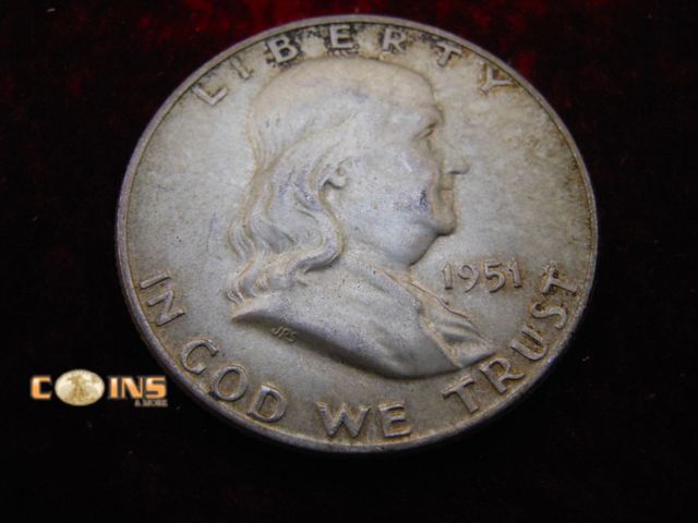 Lot 36-087166 - 1951-D Silver Franklin Half Dollar.