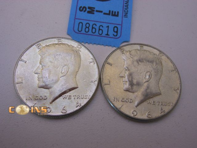 Lot 36-086619 - Lot of Two 1964 Silver Kennedy Half Dollars.