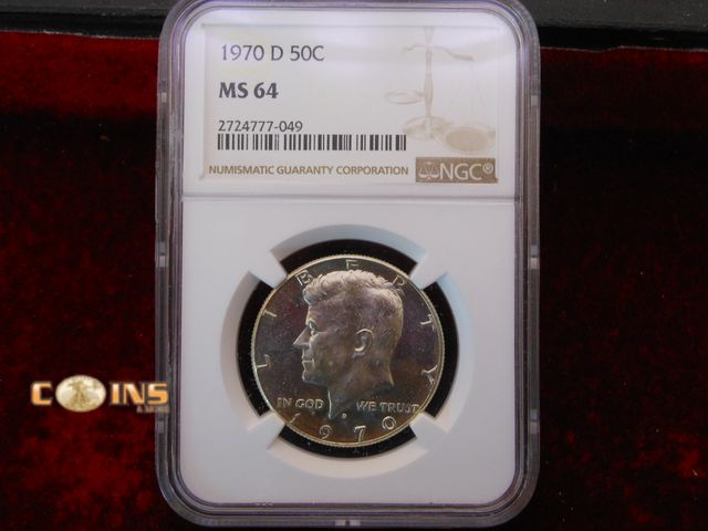 Lot 36-487760 - 1970-D Silver NGC Graded MS64 Kennedy Half Dollar.