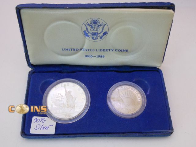 Lot 36-086594 - 1986-S Silver United States Mint Liberty Uncirculated Two Coin Set.