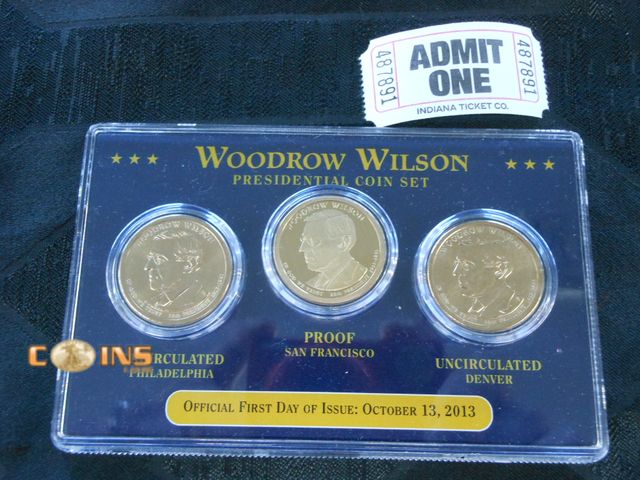 Lot 36-487891 - Woodrow Wilson P-D-S Presidential Dollar Coin Set.