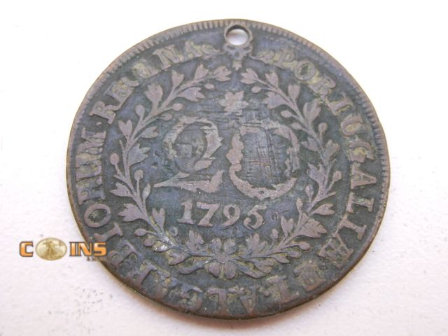 Lot 36-487834 - 1795 Portugal 20 Reis Coin.