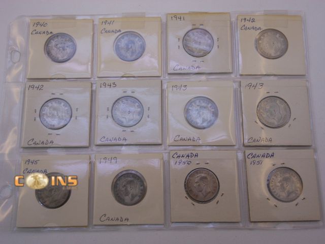 Lot 36-486631 - Lot of Twelve Silver Canadian Quarters, Carded.