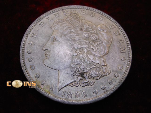 Lot 36-486371 - AU/BU 1896 Morgan Silver Dollar.  Full Breast Feathers.