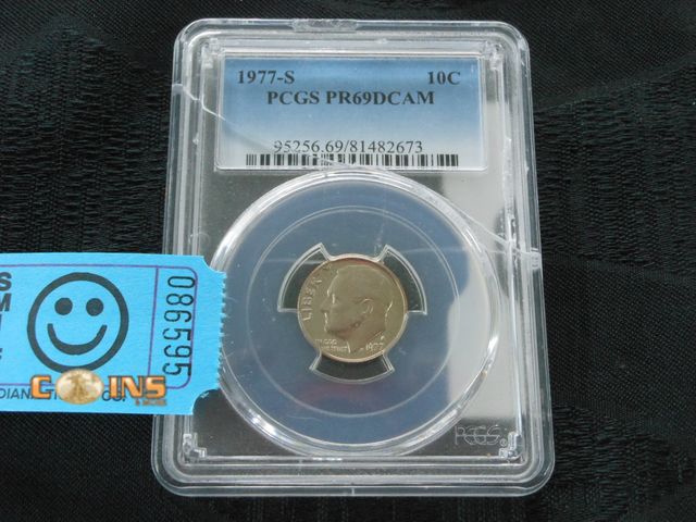 Lot 36-086595 - 1977-S Roosevelt Dime PCGS Graded PR69DCAM.