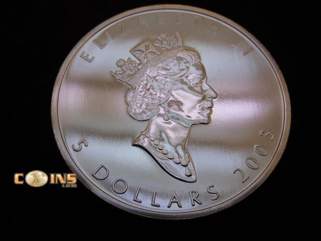 Lot 36-486340 - 2003 .9999 Fine Silver Canadian Maple Leaf.  Pure Silver Round.