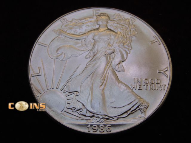 Lot 36-486517 - UNC/BU 1986 Silver American Eagle.  .999 Fine Silver One Troy Ounce Round.