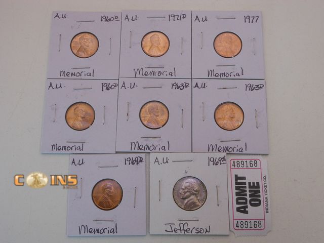 Lot 36-489168 - Lot of Eight UNC Carded Cents and Nickel.