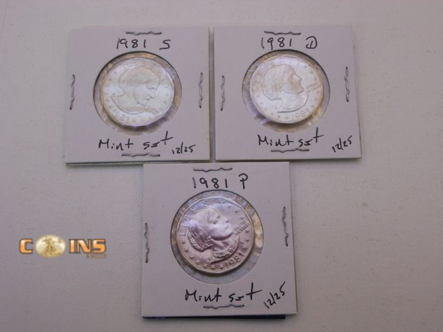 Lot 36-489139 - 1981-PD&S UNC Susan B Anthony Dollars.