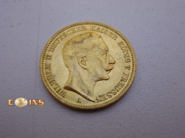 Lot 36-486819 - GERMAN 20 Mark 1912 J PRUSSIA KAISER WILHELM II. 90% GOLD EMPIRE Coin WW1 +RARE+