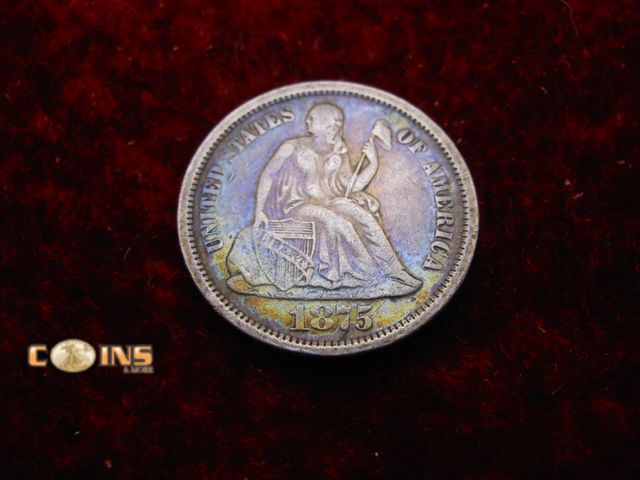 Lot 36-487331 - BETTER 1875-S Silver Seated Dime.  Full LIBERTY.