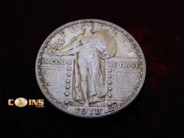 Lot 36-486515 - XF 1918-S Silver Standing Liberty Quarter.  Fantastic Eye Appeal.