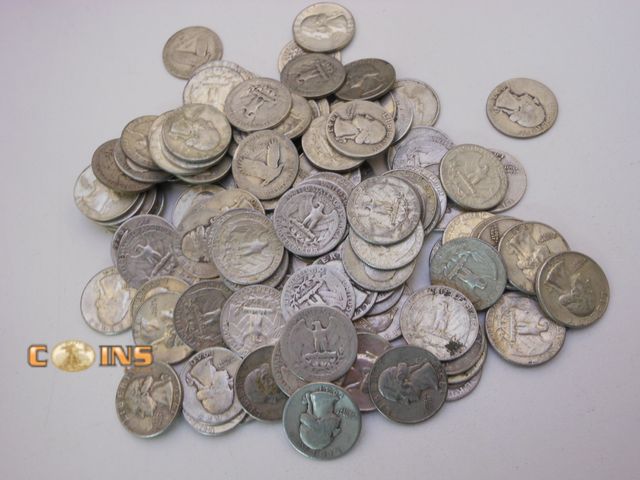 Lot 36-4862381 - Lot of Four 90% Silver Quarters Pulled Randomly From Coins Pictured.