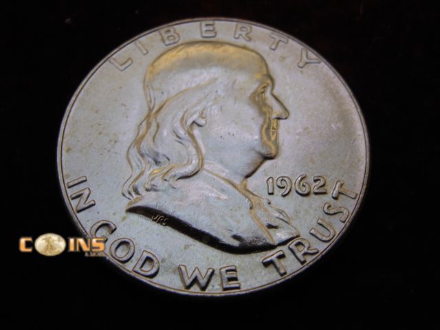 Lot 36-486505 - 1962-D Silver Franklin Half Dollar. Bell Lines Visible.