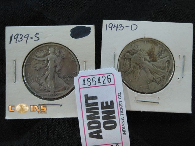 Lot 36-486426 - 1939-S and 1943-D Silver Walking Liberty Half Dollars.