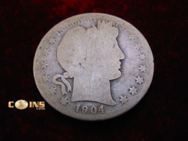 Lot 36-487732 - 1904-S Silver Barber Half Dollar.