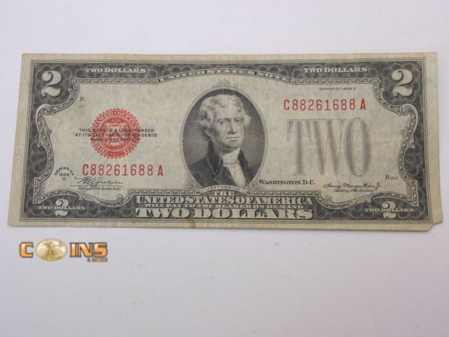 Lot 36-488322 - 1928D Red Seal $2 United States Note.