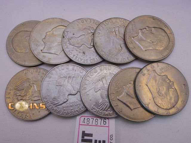 Lot 36-487876 - Lot of Ten Assorted Eisenhower Dollars.