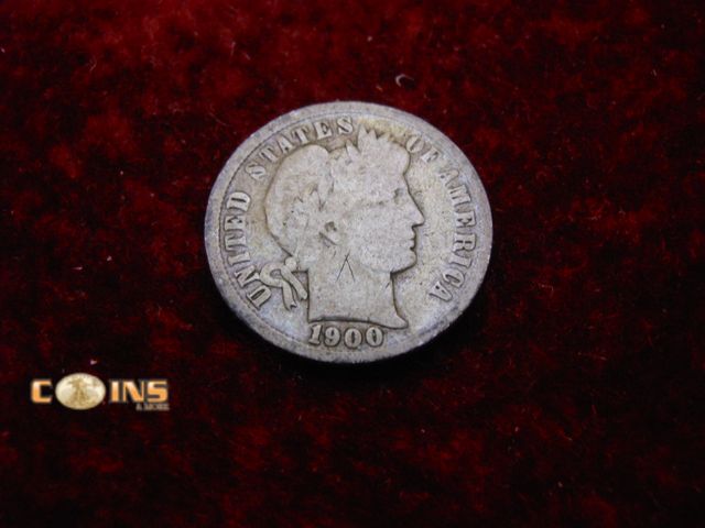 Lot 36-486263 - 1900 Silver Barber Dime.