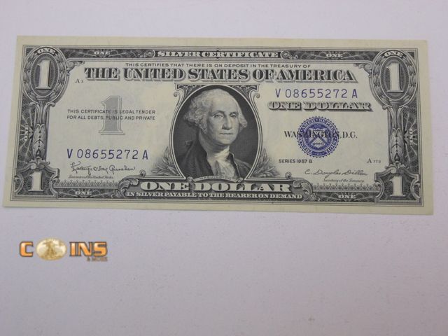 Lot 36-487769 - Better Condition Crisp 1957-B Blue Seal Silver Certificate.