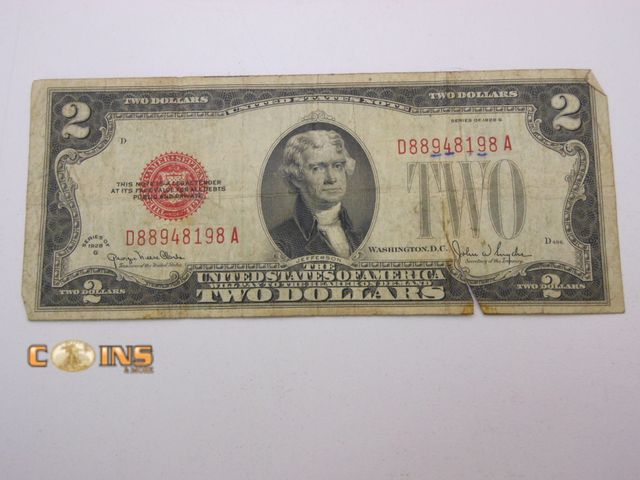 Lot 36-486608 - 1928-G Red Seal $2 United States Note.