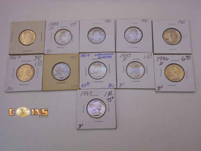 Lot 36-086727 - Lot of 11 AU/BU Washington Quarters, Carded.