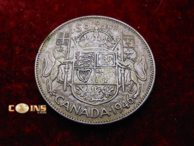 Lot 36-486622 - 1946 Canadian Silver Half Dollar.