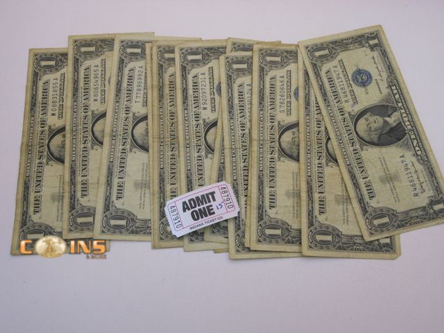 Lot 36-487910 - Lot of 15 Assorted Blue Seal $1 Silver Certificates.