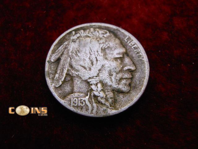 Lot 36-485844 - KEY DATE 1913-D Type Two Buffalo Nickel, Full Date and Mint Mark.  HORN VISIBLE.