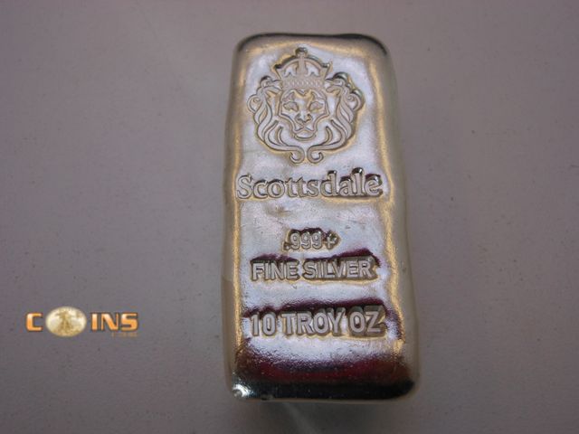 Lot 36-488277 - .999 Fine Silver TEN Troy Ounce Scottsdale Loaf Bar.
