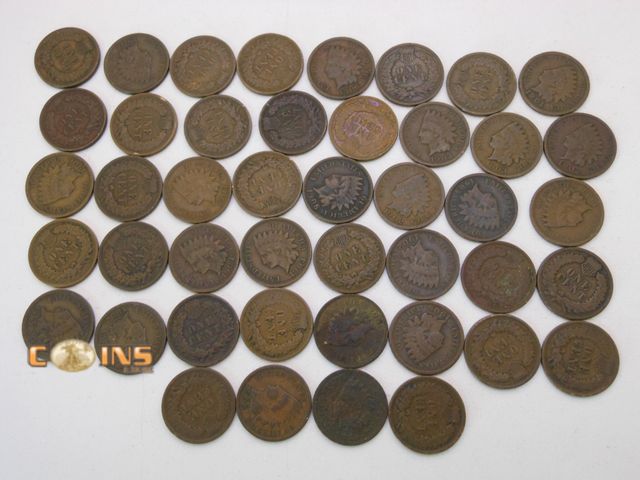 Lot 36-086696 - Lot of 44 Assorted US Indian Head Cents.