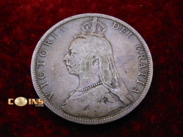Lot 36-487849 - 1890 Great Britain Half Crown Victoria DEI Gratia Silver Coin.
